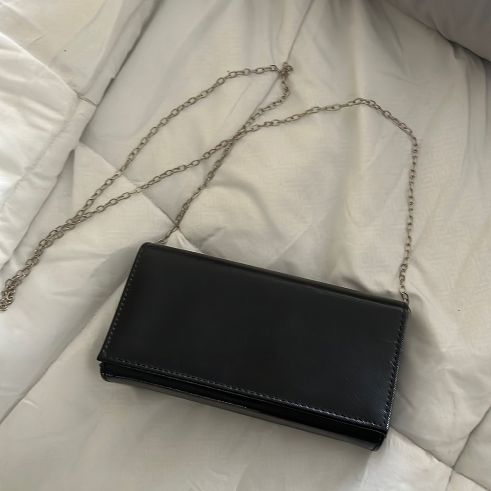 Black Clutch with silver chain